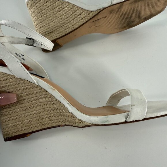 Aqua Ankle Strap Espadrille Wedge Sandals 7.5M, White - Picture 8 of 10